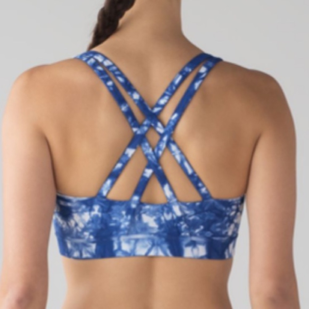 Lululemon Energy Sports Bra Medium Support Shibori Tye Dye Blue B & C Cup - Picture 2 of 12